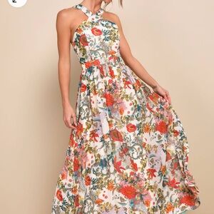 🧡Lulu’s “Lilja” Floral Print Maci Dress